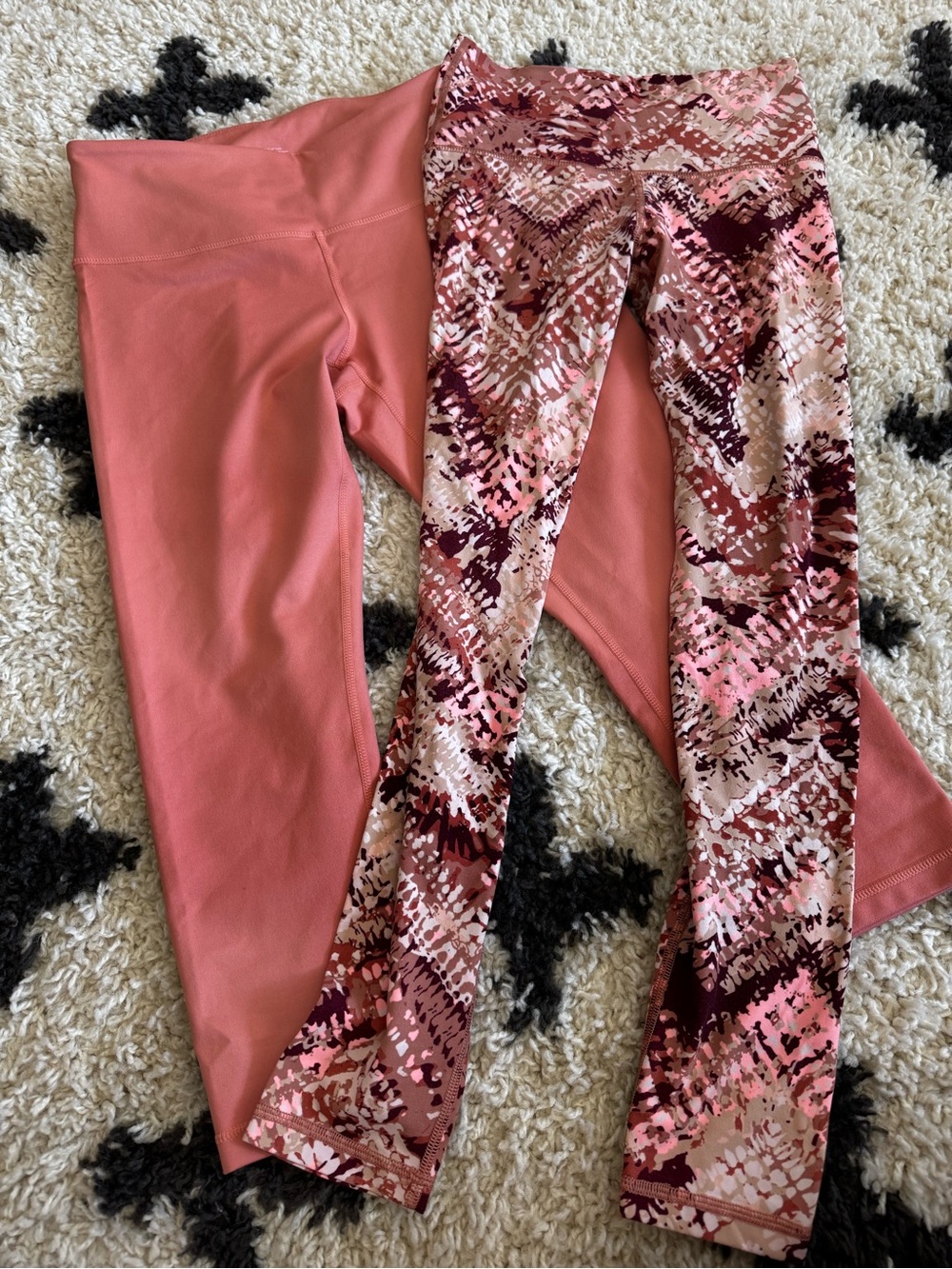 Coral Solid & Pink Multi-Pattern Leggings 2-Pack